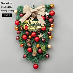 Christmas Decoration Upside Down Christmas Tree Horn Rattan Christmas Wreath